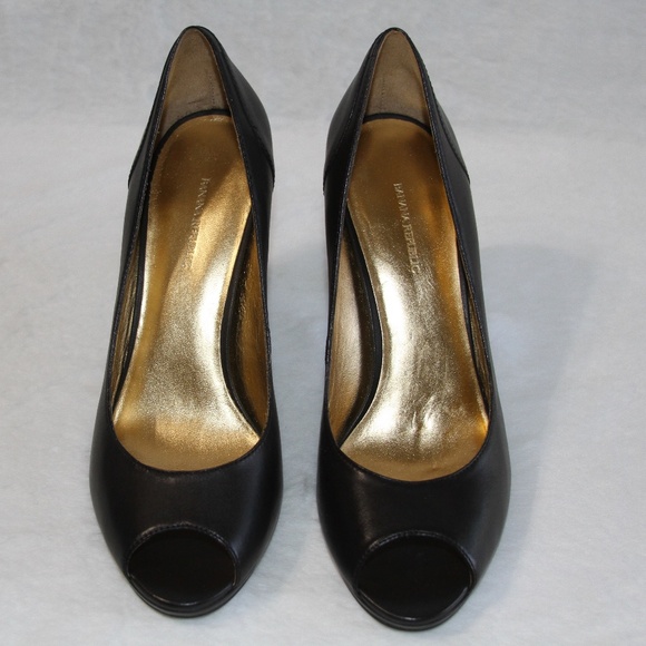 Banana Republic High Heels Shauna Open Toe Black Leather Pumps NEW in Box - Picture 3 of 6